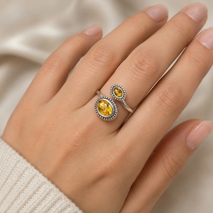 Wholesale 925 Sterling Silver Natural <b>Citrine</b> Open <b>Ring</b> Handmade Designer Gemstone <b>Ring</b> Fine Jewelry for Women - Product Image 2