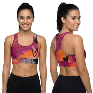 Women Seamless Sports Bra Fitness Yoga Crop Top <b>Padded</b> Workout <b>Running</b> Activewear Custom Printed Design Stretch Athletic Bra - Product Image 3