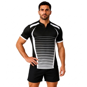Maillot de rugby athlétique pour homme à manches courtes, maillot de sport pour l'entraînement, les matchs en extérieur, orange et noir - Product Image 1