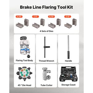 Kit di attrezzi per svasatura a doppia flangia a 45 gradi per tubi freno in rame e alluminio (3/16" 1/4" 5/16" 3/8") - Product Image 6