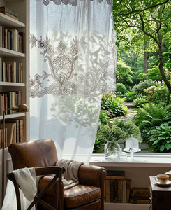 Custom Wholesale Quang Thanh Modern Embroidery Vintage Floral Linen Ribbon Curtain Full Sizes Door <b>Window</b> Home Hotel Blackout - Product Image 3