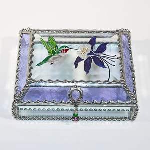 PN ARTWARE <b>Vintage</b> Glass <b>Jewelry</b> <b>Box</b> with Silver Metal Frame Customizable Luxury Gift <b>Box</b> for Decorative Trinket Storage - Product Image 2