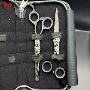 Juego de Tijeras Profesionales para Peluquería de Acero Inoxidable, Tijeras Curvas de Entresacar para Diestros, Mango Largo, Cuchilla de 28 Dientes con Cierre de Cremallera - Product Image 3
