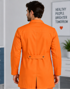 Blouse de laboratoire blanche de haute qualité pour homme, tenue médicale tissée à manches longues, uniforme de médecin à col cranté, respirante en polycoton - Product Image 2