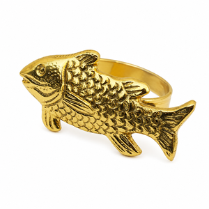 Anneau de serviette en forme de poisson doré, support de serviette en métal, anneau de serviette, décoration de table de mariage, accessoires de table, vaisselle de fête, vente en gros - Product Image 1