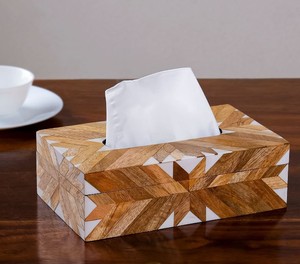Boîte à mouchoirs de luxe incrustée de vadrouille à la main au design moderne pour bureau à domicile directement du fabricant indien - Product Image 6