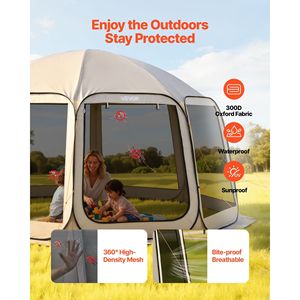 Tenda a Schermo Pop-up 15 x 13,8 piedi per 12-15 Persone, Portatile con Borsa per il Trasporto e Lati con Zanzariere, Gazebo Schermato - Product Image 6