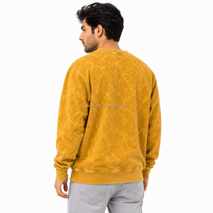 Sudadera de cuello redondo para hombre con lavado ácido, estilo vintage, oversize, de forro polar grueso, con logotipo personalizado, fabricante OEM ODM, venta al por mayor - Product Image 2