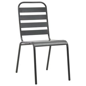 Ensemble de 4 chaises d'extérieur en acier gris foncé avec revêtement écologique, design standard - Product Image 2