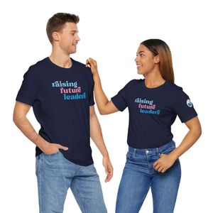 T-shirt en coton doux à col rond et manches courtes, motif « Family Leadership », bleu marine, vêtement décontracté pour tous les jours - Product Image 6
