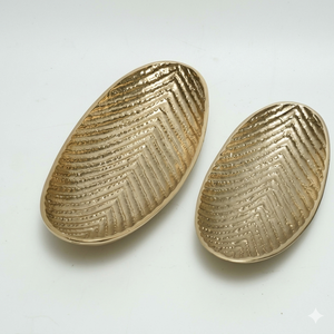 Juego de bandejas de servir modernas de aluminio curvado, platos decorativos de metal para alimentos con asas para decoración de hoteles, restaurantes y hogares. - Product Image 6