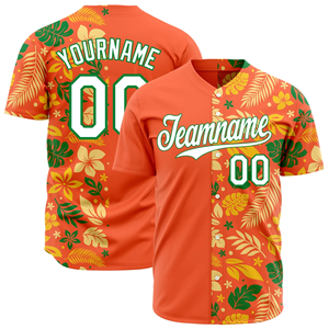 Uniformes de Béisbol Premium de Primera Calidad con Camisetas de Malla de Alta Calidad y Jersey con Cuello en V, Botones Frontales y Manga Corta en Naranja - Product Image 1