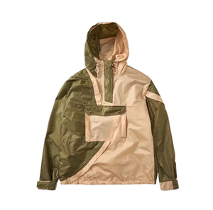 Veste Anorak Homme Color Block à Capuche, Pull-over Demi-Zip Coupe-Vent Style Urbain avec Poche Avant en Polyester et Nylon - Product Image 1