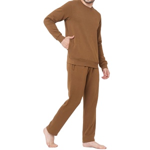Conjunto Deportivo de Algodón para Hombre, Cuello Redondo, Manga Larga, Color Sólido, Pantalones Jogger Largos, Ropa Casual de Otoño, Transpirable, Corte Regular - Product Image 3