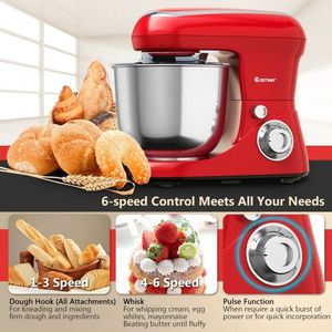 Impastatrice da Cucina a 6 Velocità con Gancio per Impasto e Frusta, Mixer da Banco da 5,3 Litri - Product Image 1