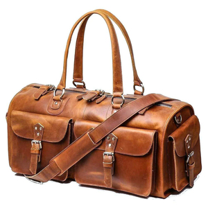 Customized Logo Color Genuine <b>Leather</b> <b>Duffle</b> <b>Bag</b> High Quality Polyester Lining Large Capacity Fitness Travel <b>Duffle</b> <b>Bags</b> - Product Image 1