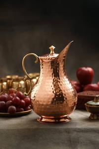 Antique Style Brass Water <b>Jug</b> with Hammered Finish <b>Thermal</b> Insulation 6-12 Hours Eco-Friendly Camping Use - Product Image 2