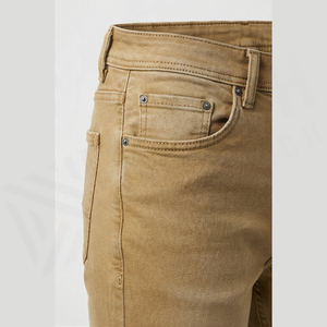 Jean en denim de coton coupe droite taille haute ajustée pour homme, style décontracté automne, couleur unie - Product Image 5
