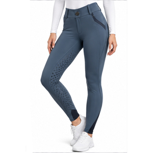 Pantalones de equitación para mujer, corte ajustado, agarre de silicona, entrenamiento, personalizados, cintura alta, elásticos, de alto rendimiento - Product Image 1