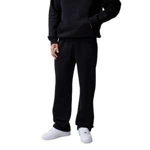 Men's Black Hooded <b>Tracksuit</b> Set Full Length Regular Fit Cotton Sweatshirt Pants Casual Autumn Wear Solid Color Side Pockets - Product Image 5
