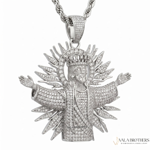VALA BROTHERS Pendentif Croix Personnalisé Jésus en Moissanite Plaqué Argent/Rhodium/Or, Breloque Religieuse Unisexe Hip Hop - Product Image 6
