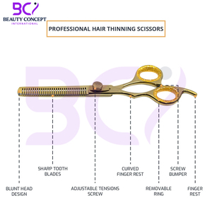Ciseaux à effiler les cheveux 6.5 avec revêtement au plasma doré, fournisseur de qualité supérieure, ciseaux à effiler les cheveux sur mesure - Product Image 6