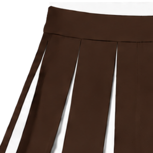 Jupe plissée marron pour femmes, uniforme de danse, tenue d'équipe sportive avec détail rayé blanc - Product Image 4