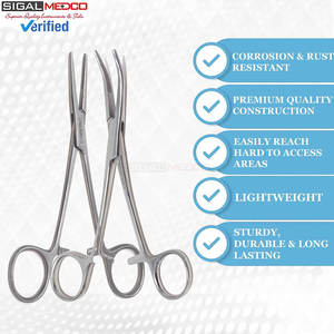 Juego de 2 Pinzas Hemostáticas Kelly Rectas y Curvas de 5.5 Pulgadas, Pinzas de Bloqueo, Instrumentos Quirúrgicos Manuales de Acero Inoxidable - Product Image 4