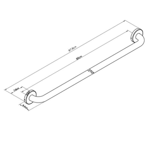 Barre d'appui droite en acier inoxydable de 80 cm - Product Image 2