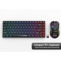 K84 Wireless Gaming Keyboard Mouse Combo OEM Wholesale Rechargeable Rainbow Backlit 75% TKL Keyboard 3200 DPI Mouse Set"