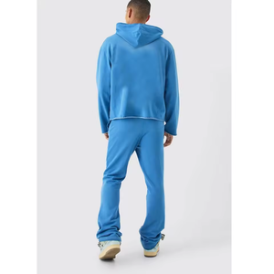 Ensemble de survêtement en molleton marron pour homme, sweat-shirt à capuche et pantalon de jogging, deux pièces, vêtements de sport d'hiver - Product Image 1