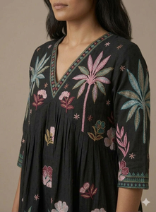 Robe longue bohème en viscose à manches courtes, coupe classique, pour l'été, les fêtes, écologique, boutonnée, lavable, respirante pour femme - Product Image 4