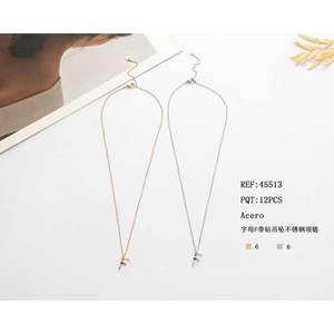 Collana con Ciondolo a Forma di Lettera F in Acciaio Inossidabile, 6mm, Minimalista, Unisex, per Uso Quotidiano - Product Image 1