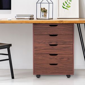 Armadietto Portadocumenti in Legno MDF e PVC Marrone con Cinque Cassetti - Product Image 6