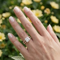 Bague de fiançailles pour femme en or massif 14 carats, diamant de laboratoire certifié IGI, taille princesse 4 carats, halo, sangle fendue, bijoux raffinés