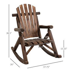 Sedia a dondolo rustica in legno per patio esterno con finitura carbonizzata - Product Image 3