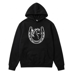 เสื้อฮู้ดแบบสวมหัวสีน้ำเงินสำหรับทุกเพศ ลายกราฟิก "Just a Girl for Loves Horses" ผ้าฝ้ายฟลีซ 100% - Product Image 2