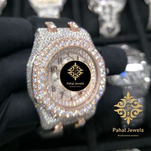Montre de luxe Pahal Jewels avec diamants, 43 mm, cadran carré, cristal saphir, chronographe analogique, quartz, acier inoxydable 20 mm, unisexe pour homme et femme - Product Image 3