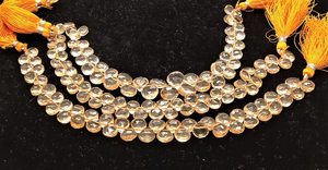 Perles de citrine naturelle facettées en forme de cœur, qualité AAA, 6-7 mm, véritable pierre précieuse, brin de 8,5 pouces, qualité supérieure - Product Image 3