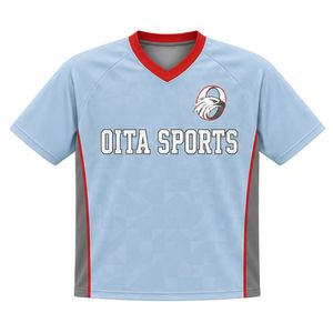 Light Blue Gray Contrast Panel Lacrosse Shirt With Shorts Men's Sports <b>Set</b> Athletic Team Uniform Match Wear Training Clothing - Product Image 4