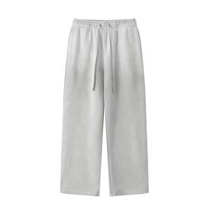 Pantalon de survêtement streetwear de luxe personnalisé pour homme, coupe droite, en molleton, taille élastique, effet délavé, respirant, coupe ample - Product Image 3