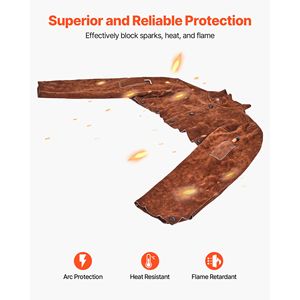 Maniche Protettive in Pelle Bovina Resistente alle Fiamme per Saldatura, Resistenti al Calore, per Uomini e Donne - Product Image 4