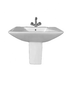 Modern Square Ceramic Half Pedestal Wash Basin Space Saving Wall Hung Sink For Hotel Bathroom - Product Image 6