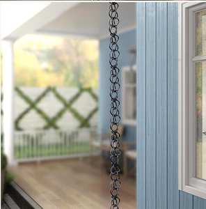 Chaîne de pluie en acier inoxydable / alliage d'aluminium pour drainage des gouttières de toit, décoration extérieure de jardin - Product Image 4