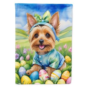 Silky Terrier Easter Egg Hunt Bandera decorativa para patio Buzón multicolor Bandera de jardín Banner para ilustraciones de patio para tamaño de jardín - Product Image 1