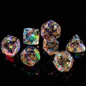 Juego de Dados de Cristal Poliédrico Personalizado, Grabado, Corte Diamante, Azul, Hecho a Mano, de Lujo, para Juegos de Rol de Mesa, 7 Piezas - Product Image 4