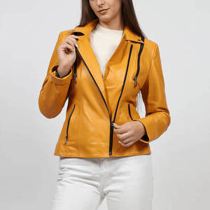 New Style <b>Women's</b> Leather Jacket For Sale Custom Design Solid Color <b>Women</b> Fashion Leather Jackets - Product Image 5