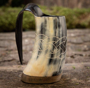 Mug Viking en corne de buffle polie naturelle, sans danger pour les aliments, écologique, motif animal, décoration de mariage, Inde - Product Image 6
