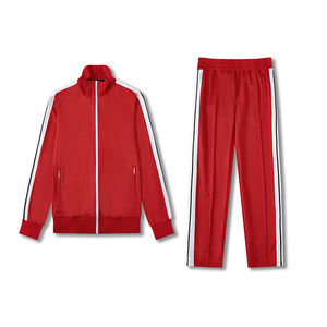 Ensemble de survêtement de sport d'hiver pour hommes, dernière collection, motif uni avec bande latérale rouge et noire, design imprimé grande taille, idéal pour la gym et le sport. - Product Image 3