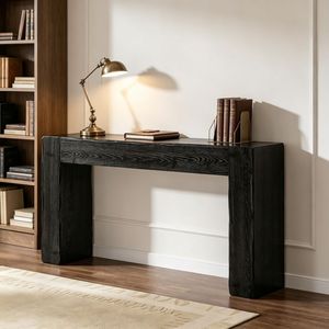 Modern Farmhouse Long <b>Console</b> <b>Table</b> Outdoor Use Solid Wood with Luxury Marble Finish <b>for</b> <b>Entry</b> Warehouse Home Apartment Hotel - Product Image 5